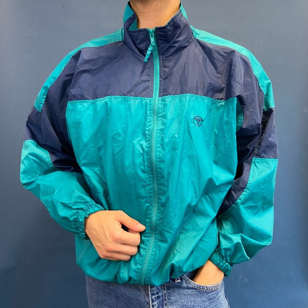 RETRO 80s VINTAGE COLORBLOCK WINDBREAKER JACKET